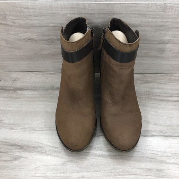 Franco Sarto Ankle Boots Womens 8M Dotty Brown Leather Zip Booties - Picture 6 of 11